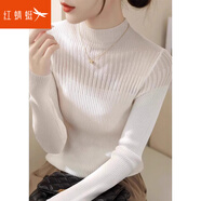 紅蜻蜓打底衫女2025年春季新款女裝蕾絲網(wǎng)紗長(zhǎng)袖t恤針織衫女士毛衣上衣 白色 均碼 【適合80-145斤】