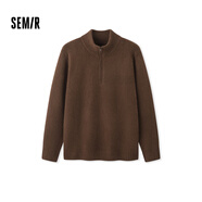 森馬毛衫男半開(kāi)襟半高領(lǐng)針織衫冬季經(jīng)典純色毛衣百搭109724107107