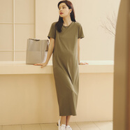 米度麗孕婦連衣裙夏季寬松短袖T恤裙子女春秋長(zhǎng)裙孕婦裙大碼孕婦裝夏裝 鱷梨綠 L（建議100-140斤左右）