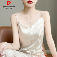 GIOIO品牌法式緞面真.絲吊帶連衣裙女夏感氣質(zhì)背心長(zhǎng)裙子醋酸顯瘦上衣 香檳色 L