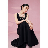 Mandy Zhang法式醋酸連衣裙夏天女裝2025年春秋夏季新款氣質(zhì)女神范通勤女裝 靜謐黑 M 165/88A
