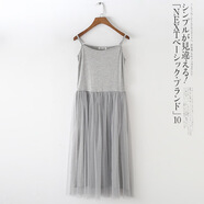 犀狂（XIKUANG）韓國春夏背心裙女網(wǎng)紗長(cháng)裙吊帶裙蕾絲連衣裙寬松打底裙批發(fā) 吊帶款淺灰 均碼