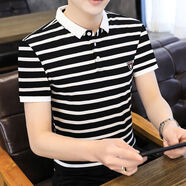 鴻星95棉短袖·t恤男夏季潮流鴻星襯衫領(lǐng)POLO衫男2024新款翻·領(lǐng) 4231黑色 M【90-105斤】