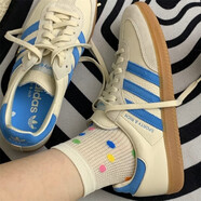 阿迪達斯 （adidas）三葉草Samba OG T頭鞋德訓復古男女低幫休閑運動(dòng)板鞋 IE7096米白藍 37 (230mm)