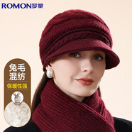羅蒙毛線帽子女士秋冬季加絨加厚護(hù)耳保暖防風(fēng)防寒送長(zhǎng)輩媽媽針織帽