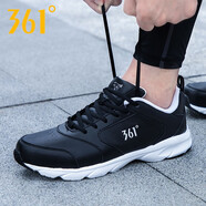 361°運動(dòng)鞋男鞋冬季白鞋潮鞋皮面防水度休閑鞋男士跑步鞋子 烏黑色/361度白 44