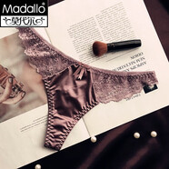 莫代爾新品歐美側鏤空蕾絲T字丁字褲絲滑錦綸性感低腰內褲女網(wǎng)紗短褲 暗藕紫 均碼1.8-2.3尺83-120斤