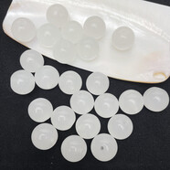 歐斯若 50顆 10mm雙色玻璃珠子 散珠 手工diy手串配件飾品串珠材料 白玉色 10mm（一包約50顆）