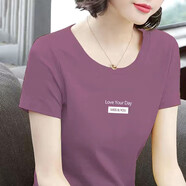 尚濤t恤女短袖2023夏季女裝新款韓版中年女裝百搭時(shí)尚體恤上衣打底衫 紫色 L  建議100-110斤