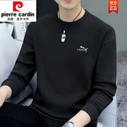 皮爾卡丹（pierre cardin）秋冬新款男士衛(wèi)衣純棉t恤打底衫加絨加厚保暖圓領(lǐng)長袖男 紳士黑 加絨 XL 175碼【建議125斤-140斤】