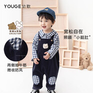 幼歌（YOUGE） 嬰幼兒挺括百搭燈芯絨背帶褲春秋新款寶寶可愛(ài)玩偶背帶長(cháng)褲 藏青（66-100襠開(kāi)扣） 110 cm