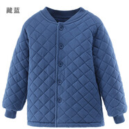 多妙屋女童外套秋冬兒童夾棉保暖上衣男童棉服中大童內(nèi)搭校服神器童裝 藏藍 81604 120cm