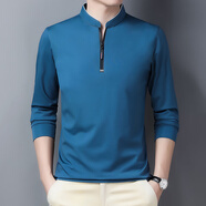 卡帝樂(lè )鱷魚(yú)中年男士半高拉鏈立領(lǐng)長(cháng)袖T恤春秋季純色休閑寬松打底 寶蘭 m100-120斤
