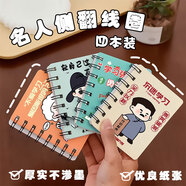 獅洛德 卡通A7名人側(cè)翻線圈本4本裝新青年勵(lì)志筆記本文具兒童節(jié)小禮品可愛隨身便簽本約35張/本