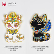 上海博物館埃及展創(chuàng)意磁吸冰箱貼組合金屬樹脂立體復(fù)古磁力貼套裝文創(chuàng)禮物 巴斯泰特 鉆鉆冰箱貼-【黑色+白色】