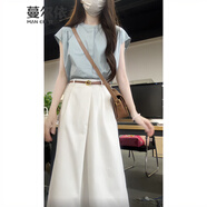 蔓爾依連衣裙夏季女裝2025新款韓版時尚氣質襯衫半身裙減齡通勤套裝裙子 上衣+裙子（配腰帶） M