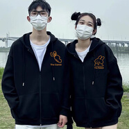 MDlila情侶裝衛(wèi)衣秋冬季2024新款百搭休閑拉鏈連帽開衫外套上衣定制 兔子蘿卜【春秋款】黑色 XL 男（125-150斤）