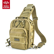 MAXGEAR印魚胸包 男軍迷彩戶外運動騎行戰(zhàn)術(shù)通勤日用休閑單肩背包 卡其色