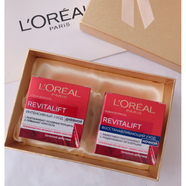 歐萊雅（LOREAL）俄羅斯進(jìn)口 歐萊雅復顏抗皺滋潤系列 日霜晚霜眼霜七夕禮物送女友 日霜+晚霜，禮盒禮袋版