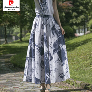 皮爾卡丹（pierre cardin）春夏季新款女裝民族風(fēng)印花棉麻半身裙松緊腰圍大擺長(cháng)裙沙灘裙子女 8號色 均碼 裙長(cháng)80厘米