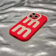 雷珞克個(gè)性M字適用蘋(píng)果15promax泡芙手機殼iPhone14131211硅膠殼全包7 8plus液態(tài)軟殼13潮牌個(gè)性12 泡泡殼-中國紅-LKY雙字母M 蘋(píng)果12