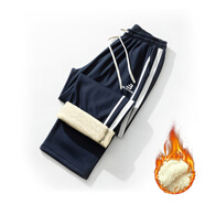 勁洋（JINGYANG）加肥加大碼男褲胖子肥佬寬松運動(dòng)長(cháng)褲肥休閑褲哈倫褲 Y97藍色 加絨 4XL (211斤到240斤)