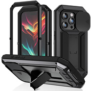 龍豈 蘋(píng)果15手機殼iPhone15promax金屬邊框保護套三防全包防摔定制ip15 plus硬殼實(shí)木定制透氣散熱保護 二代支架三防【全包保護】 蘋(píng)果15
