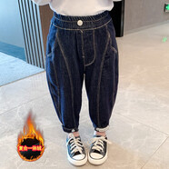 水花童童裝女童新款秋冬裝加絨老爹牛仔褲冬季兒童褲子女寶寶洋氣長褲潮 圖片色 140