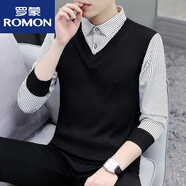 羅蒙（ROMON）2025秋冬季V領(lǐng)毛衣男士假兩件時(shí)尚帶領(lǐng)條紋針織衫搭配馬甲線衣 白條紋8168假兩件襯衫 2XL