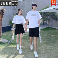 JEEP SPIRIT不一樣情侶裝夏裝2025新款一裙一衣套裝高級(jí)感兩件套連衣裙T恤男 女黑色半身裙 S 女