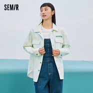 森馬牛仔外套女中長款設(shè)計感女裝酷個性小眾春寬松翻領(lǐng)上衣炸街 綠色調(diào)00344 L 165/88A