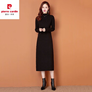 皮爾卡丹（pierre cardin）連衣裙女長袖針織毛衣過膝毛衣裙長款2023年新款冬季配大y內(nèi)搭 氣質(zhì)黑色 L【115-130】