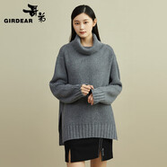 哥弟（GIRDEAR）女裝高領(lǐng)寬松軟糯羊毛羊絨針織衫女1399528 灰 S(2碼)