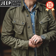 JEEP SPIRIT美式復(fù)古夾克男Ma1復(fù)刻叢林工裝外套阿美咔嘰傘兵服男士經(jīng)典上衣 綠色 M