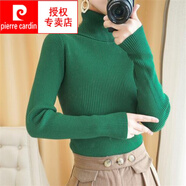 皮爾卡丹（pierre cardin）秋冬經(jīng)典百搭高領(lǐng)毛衣女修身顯瘦內(nèi)搭薄款長(zhǎng)袖短款針織衫打底衫羊 墨綠色 S