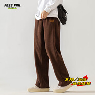 Foss Phil褲子男士秋冬季燈芯絨寬松百搭闊腿直筒褲運動休閑褲2818咖M