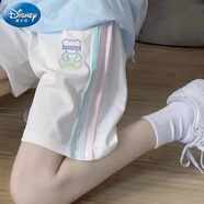 迪士尼（Disney）女童短褲夏裝兒童外穿白色純棉五分褲子中大童夏季運(yùn)動(dòng)中褲薄款潮 白色[漸變熊] 160 建議身高150-160CM