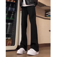 7家優(yōu)品休閑褲男士秋冬季款美式高街垂感西裝褲寬松直筒闊腿長(cháng)褲子男 SBXS-C911-黑色（微喇修身） L