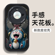 帥璽 適用榮耀x50/x50i手機(jī)殼 全包防摔卡通個性創(chuàng)意新硅膠皮紋軟殼大笑哆啦男女 【酷炫黑】耳機(jī)哆啦-贈保護(hù)膜 榮耀x50i