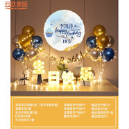 18歲生日裝飾男孩生日快樂(lè )裝飾場(chǎng)景布置品生日快樂(lè )派對氣球海報定制背景墻 金藍 A (生日快樂(lè ))