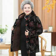 俞兆林（YUZHAOLIN）媽媽裝冬季中老年女裝60歲70歲奶奶老年人衣服奶奶棉襖羽絨棉服  黑色大花 3XL （建議115-125斤）