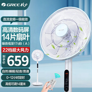 格力（GREE）電風扇家用14葉輕音落地扇 22檔大風量 直流變頻一級能效 12小時定時智能遙控風扇 白色