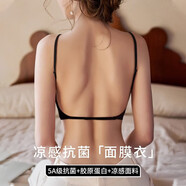 KJU型美背內(nèi)衣女無(wú)痕露背小胸聚攏文胸?zé)o痕背心式一體隱形抹裹胸 黑色【單文胸】 XL【120-135斤】