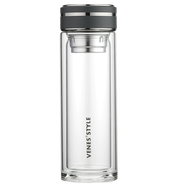 VENES男女士雙層高硼硅玻璃杯隔熱水杯帶茶隔茗爵300ML FC309-300