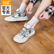361°男鞋運動鞋2025新款夏季網(wǎng)面透氣輕便跑步鞋男士軟底休閑鞋老爹鞋 【MONO紗】361度白/冷霧灰 44