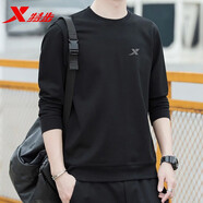 特步衛衣男春夏新款休閑男裝圓領(lǐng)長(cháng)袖上衣男士外套寬松運動(dòng)服 黑 XL