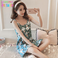 歌佰芬吊帶睡裙女夏季棉質(zhì)吊帶裙夏天睡衣女士性感甜美少女連體衣中長(zhǎng)裙 Y2009 2XL （135-155斤）