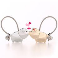 米勒斯一對小豬情侶鑰匙扣電動(dòng)車(chē)摩托車(chē)鑰匙鏈掛件情人節生日紀念小禮物 威亞款(一對禮盒裝)