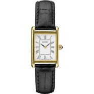 精工（SEIKO）女表手表石英腕表日韓表黑色皮革鱷魚紋18.9mm復(fù)古方形女朋友禮物 黑金配色- SWR054 女朋友禮物 石英表