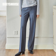 ROEYSHOUSE羅衣知性O(shè)L條紋直筒褲女冬裝新款通勤職業(yè)修身西裝褲子05576 條紋 XL